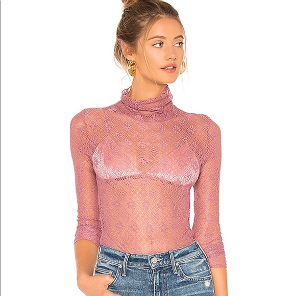 Free People Sheer Lace Turtleneck FREE SHIPPING - Picture 3 of 6
